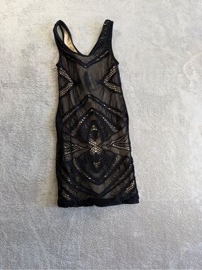 Whitney Eve Black Crochet Mesh Bodycon Dress M/L